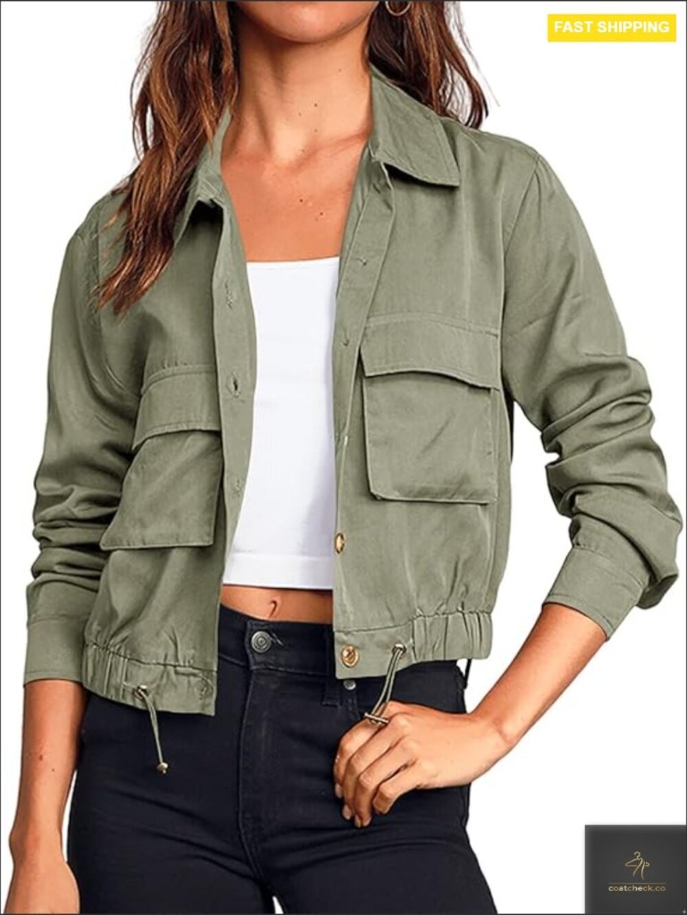 Oversized Utility Anorak Cropped Jacket Military Safari Chic Lightweight Casual